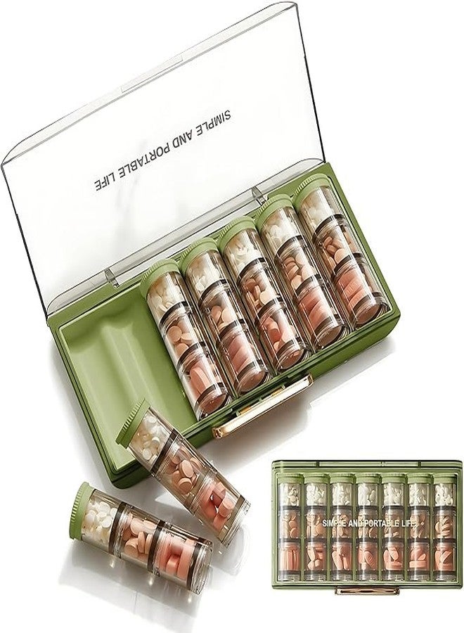 GNOLY منظم حبوب أسبوعي من GNOLY لـ 21 خانة، 3 مرات في اليوم - علبة حبوب محكمة الإغلاق متعددة الطبقات للعناية الصحية في المكتب والمنزل والخارج - صغير الحجم، متين، وسهل الاستخدام - تصميم خفيف الوزن للسفر (قطعة واحدة) - Image 1